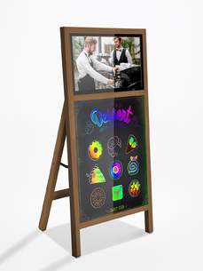 A stojan s LCD a podsvícenou popisovací tabulí A stojan s LCD a podsvícenou popisovací tabulí