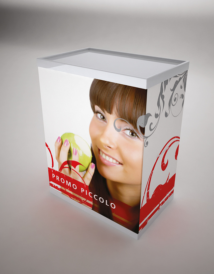 Promotable PROMO PICCOLO, incl. branding 4/0 CMYK, without crease on front side