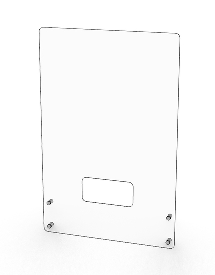 Přepážka kotvená zepředu na pult, rozměr 990 x 900 mm