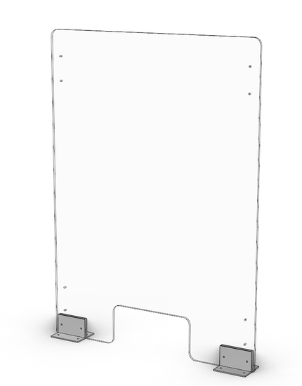 Protective wall with aluminium legs, dimensions 1490 x 900 mm