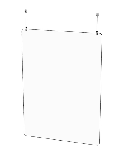 Přepážka zavěšená od stropu, rozměr 650 x 900 mm